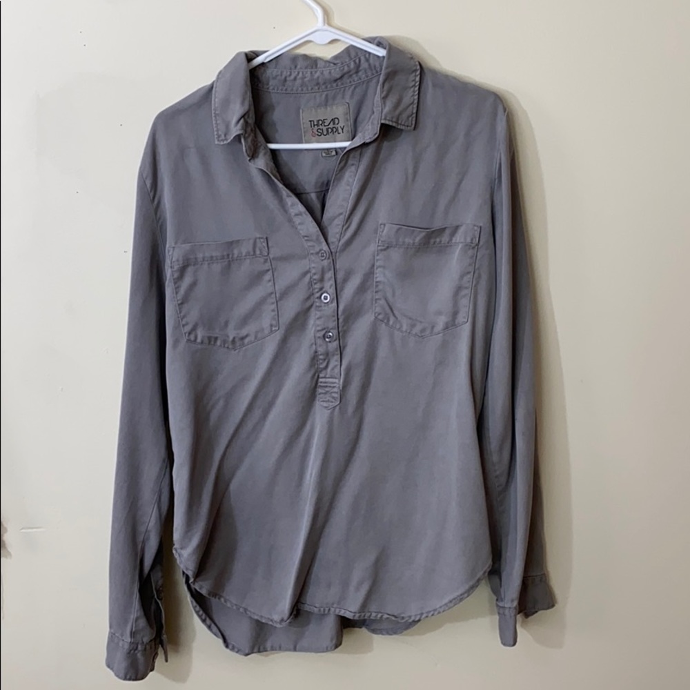 Eco friendly grey lyocell dress shirt with buttons